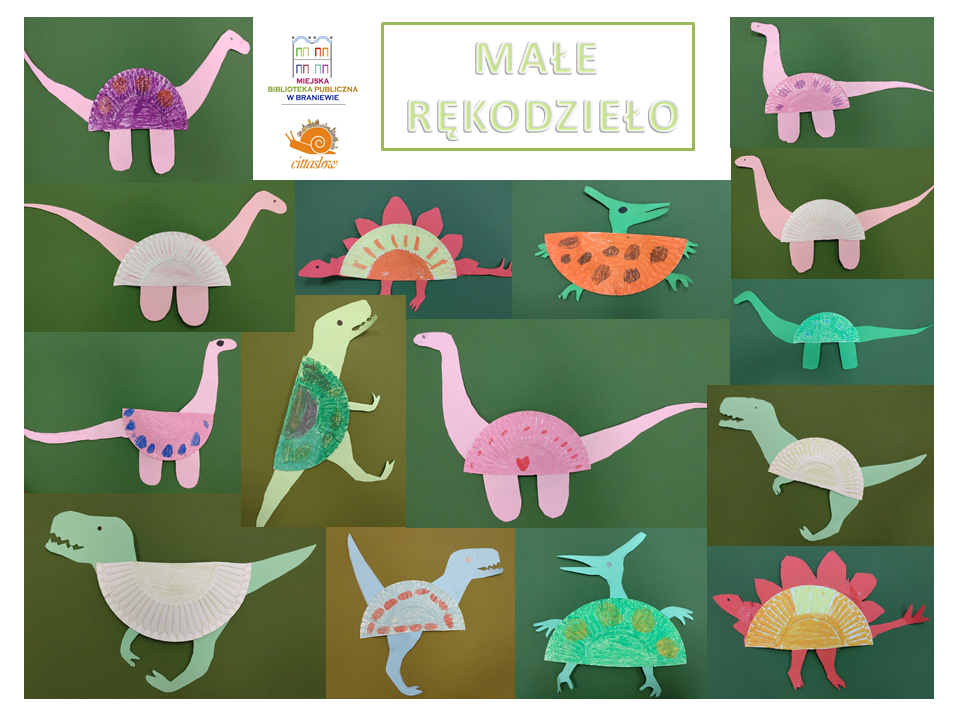 zdjęcie z pracami wykonanymi przez dzieci dinozaury