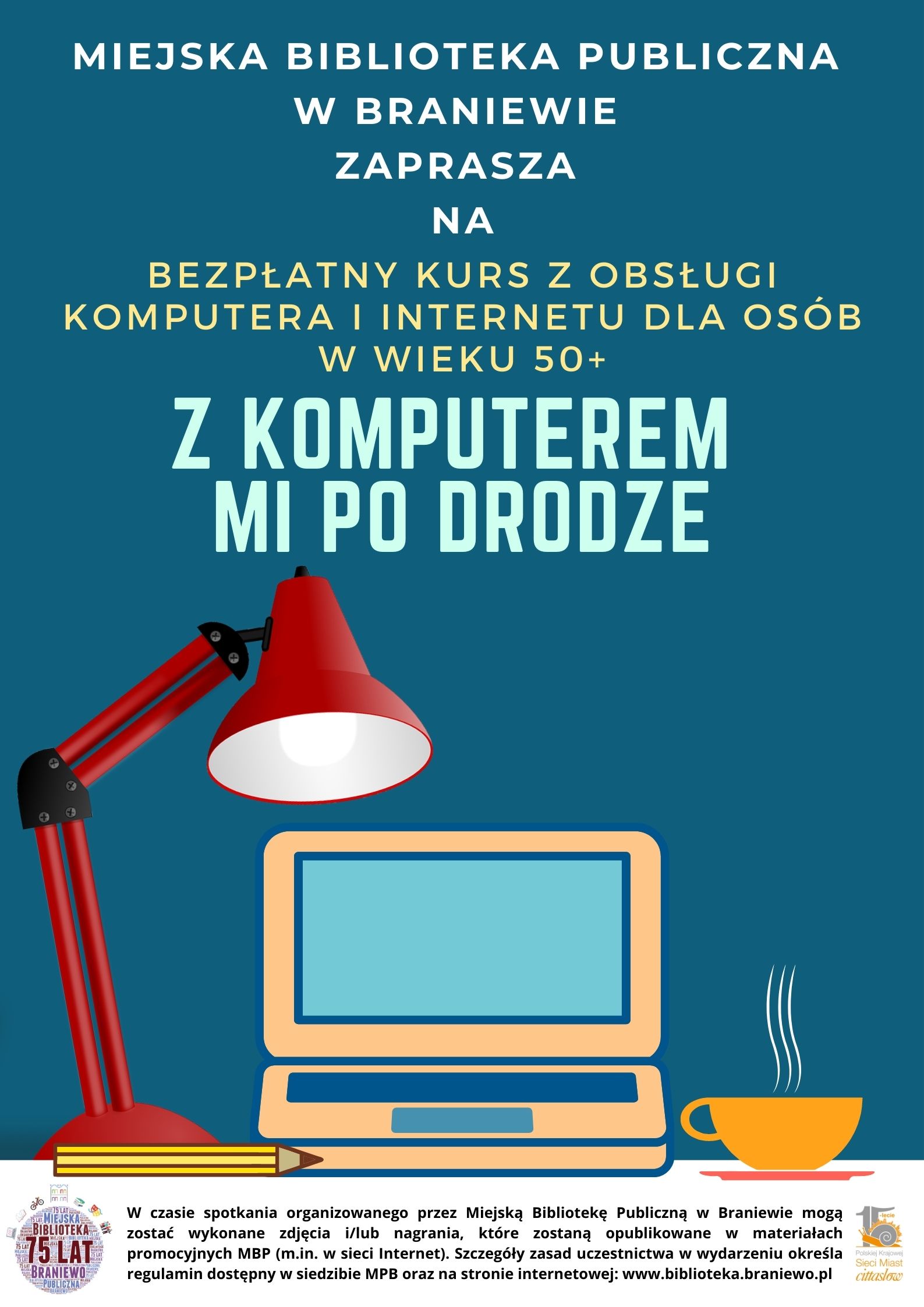 plakat zapraszający na kurs komputerowy