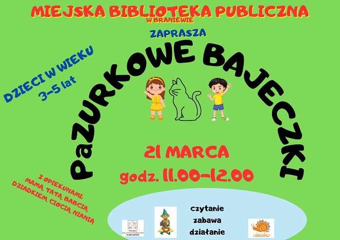 Plakat informujący o spotkaniu dla rodziców z dziećmi w wieku 3-5 lat wraz z opiekunami, które odbędą się 21. marca w godz. 11-12