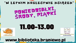 Miejska Biblioteka Publiczna w Braniewie zaprasza w lipcu dzieci 6-12 lat na zajęcia wakacyjne pod hasłem: "W letnim królestwie książek"