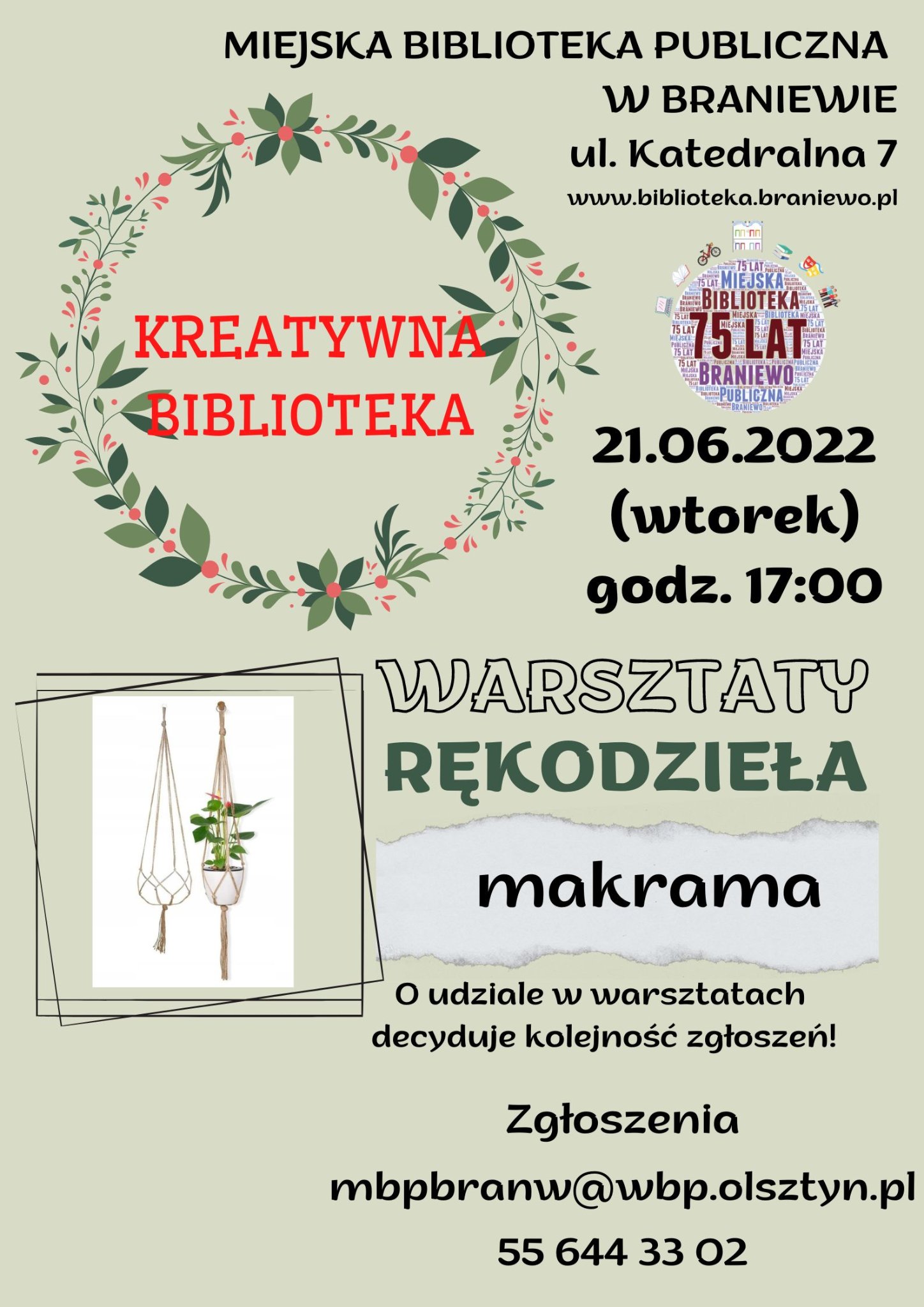 plakat informujący o spotkaniu kreatywna biblioteka